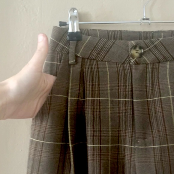 dazy β’ high waist brown plaid tartan loose wide leg pant trousers - Picture 11 of 16